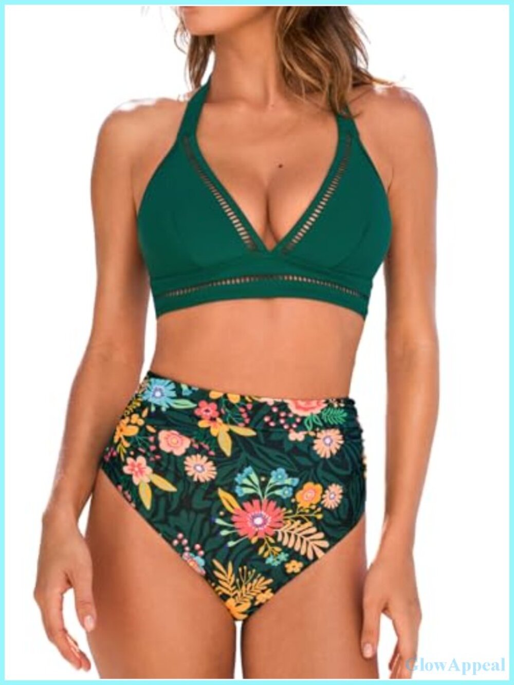 High Waisted Bikini Set with Ruched Tummy Control Bottoms